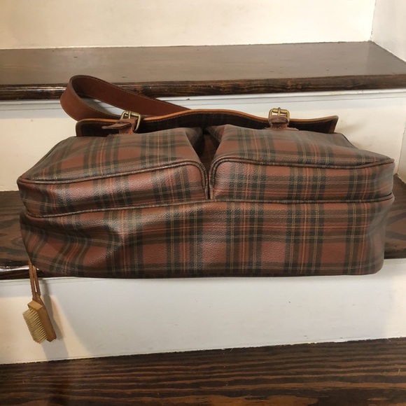 WRALPH LAUREN Tartan Plaid Laptop Briefcase Crossbody Messenger Bag RARE - Picture 15 of 17
